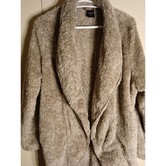 Cuddl Duds Super Soft Fuzzy Cardigan W/Pockets Light Brown Womens Large Soft - Picture 3 of 16